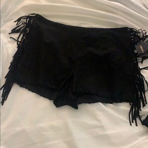 Suede Fringe Shorts